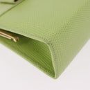 Salvatore Ferragamo Vala Chain Shoulder Bag Leather Green Gold Auth 191552A-8