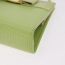 Salvatore Ferragamo Vala Chain Shoulder Bag Leather Green Gold Auth 191552A-15