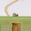 Salvatore Ferragamo Vala Chain Shoulder Bag Leather Green Gold Auth 191552A-10