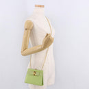 Salvatore Ferragamo Vala Chain Shoulder Bag Leather Green Gold Auth 191552A-20