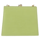 Salvatore Ferragamo Vala Chain Shoulder Bag Leather Green Gold Auth 191552A-2