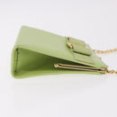 Salvatore Ferragamo Vala Chain Shoulder Bag Leather Green Gold Auth 191552A-3