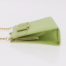 Salvatore Ferragamo Vala Chain Shoulder Bag Leather Green Gold Auth 191552A-4