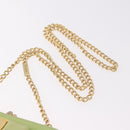 Salvatore Ferragamo Vala Chain Shoulder Bag Leather Green Gold Auth 191552A-14
