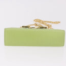 Salvatore Ferragamo Vala Chain Shoulder Bag Leather Green Gold Auth 191552A-5