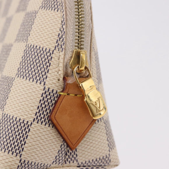 LOUIS VUITTON Damier Azur Pochette Cosmetic PM Pouch N60024 LV Auth 191553