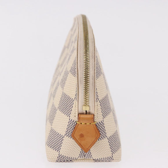 LOUIS VUITTON Damier Azur Pochette Cosmetic PM Pouch N60024 LV Auth 191553