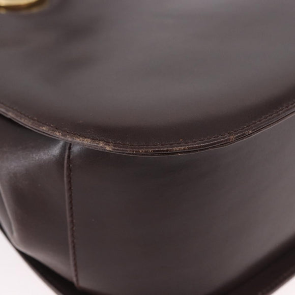 Salvatore Ferragamo Gancini Hand Bag Leather Brown Gold Auth 191557