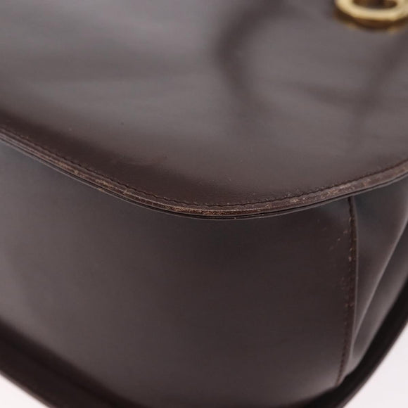 Salvatore Ferragamo Gancini Hand Bag Leather Brown Gold Auth 191557