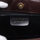 Salvatore Ferragamo Gancini Hand Bag Leather Brown Gold Auth 191557-12