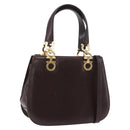 Salvatore Ferragamo Gancini Hand Bag Leather Brown Gold Auth 191557-1