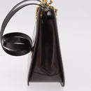 Salvatore Ferragamo Gancini Hand Bag Leather Brown Gold Auth 191557-3