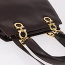 Salvatore Ferragamo Gancini Hand Bag Leather Brown Gold Auth 191557-6