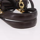 Salvatore Ferragamo Gancini Hand Bag Leather Brown Gold Auth 191557-7
