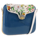 GUCCI Flora Horsebit Shoulder Bag Plastic Blue Gold Auth 191564-1