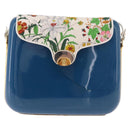 GUCCI Flora Horsebit Shoulder Bag Plastic Blue Gold Auth 191564-13