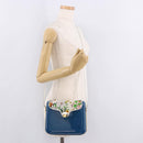 GUCCI Flora Horsebit Shoulder Bag Plastic Blue Gold Auth 191564-23