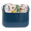 GUCCI Flora Horsebit Shoulder Bag Plastic Blue Gold Auth 191564-2