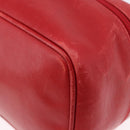 GUCCI Horsebit Vanity Cosmetic Pouch Leather Red Gold Auth 191565-15