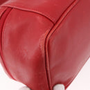 GUCCI Horsebit Vanity Cosmetic Pouch Leather Red Gold Auth 191565-16