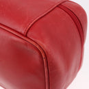 GUCCI Horsebit Vanity Cosmetic Pouch Leather Red Gold Auth 191565-17