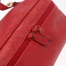 GUCCI Horsebit Vanity Cosmetic Pouch Leather Red Gold Auth 191565-18