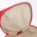 GUCCI Horsebit Vanity Cosmetic Pouch Leather Red Gold Auth 191565-9