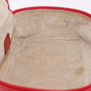GUCCI Horsebit Vanity Cosmetic Pouch Leather Red Gold Auth 191565-19
