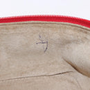 GUCCI Horsebit Vanity Cosmetic Pouch Leather Red Gold Auth 191565-11