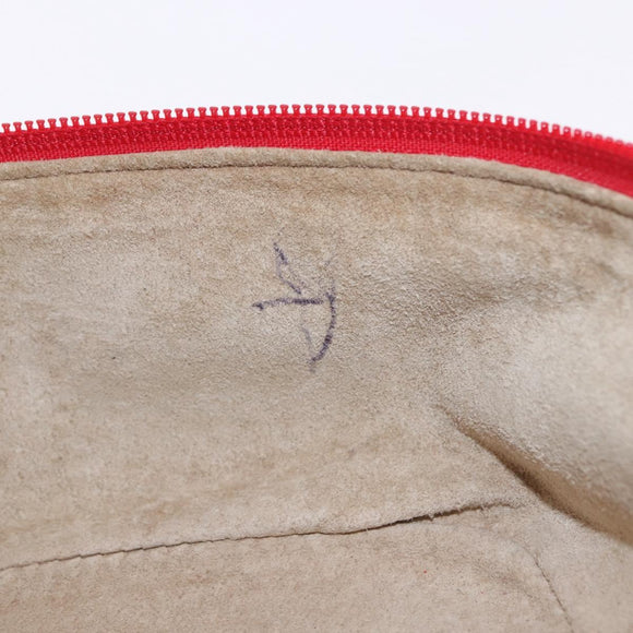 GUCCI Horsebit Vanity Cosmetic Pouch Leather Red Gold Auth 191565