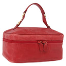 GUCCI Horsebit Vanity Cosmetic Pouch Leather Red Gold Auth 191565-1