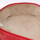 GUCCI Horsebit Vanity Cosmetic Pouch Leather Red Gold Auth 191565-20