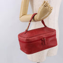 GUCCI Horsebit Vanity Cosmetic Pouch Leather Red Gold Auth 191565-21