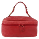 GUCCI Horsebit Vanity Cosmetic Pouch Leather Red Gold Auth 191565-13
