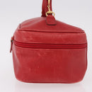 GUCCI Horsebit Vanity Cosmetic Pouch Leather Red Gold Auth 191565-3