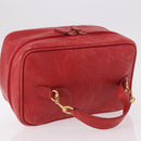 GUCCI Horsebit Vanity Cosmetic Pouch Leather Red Gold Auth 191565-6