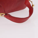 GUCCI Horsebit Vanity Cosmetic Pouch Leather Red Gold Auth 191565-7