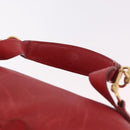 GUCCI Horsebit Vanity Cosmetic Pouch Leather Red Gold Auth 191565-14