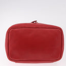 GUCCI Horsebit Vanity Cosmetic Pouch Leather Red Gold Auth 191565-5
