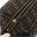 FENDI Zucca Canvas Vanity Hand Bag Brown Gold Auth 191576-19