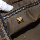 FENDI Zucca Canvas Vanity Hand Bag Brown Gold Auth 191576-20