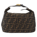 FENDI Zucca Canvas Vanity Hand Bag Brown Gold Auth 191576-13