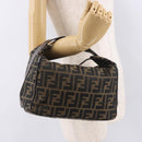 FENDI Zucca Canvas Vanity Hand Bag Brown Gold Auth 191576-24