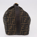 FENDI Zucca Canvas Vanity Hand Bag Brown Gold Auth 191576-3