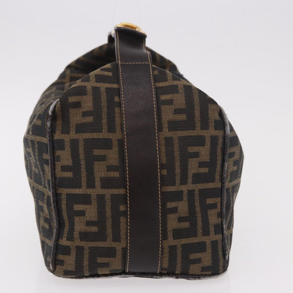 FENDI Zucca Canvas Vanity Hand Bag Brown Gold Auth 191576