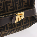 FENDI Zucca Canvas Vanity Hand Bag Brown Gold Auth 191576-7
