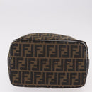 FENDI Zucca Canvas Vanity Hand Bag Brown Gold Auth 191576-5