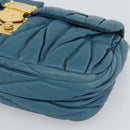 Miu Miu Matelasse Chain Shoulder Bag Leather Blue Gold Auth 191596A-8