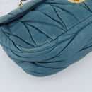 Miu Miu Matelasse Chain Shoulder Bag Leather Blue Gold Auth 191596A-15
