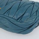 Miu Miu Matelasse Chain Shoulder Bag Leather Blue Gold Auth 191596A-16